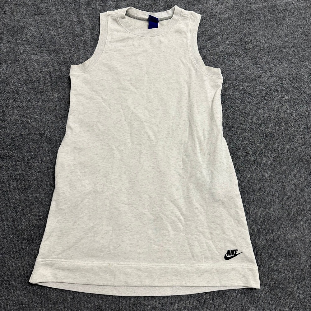 Nike Dress Womens Size M Grey Sleeveless Sweatshirt Mini Pockets Athleisure